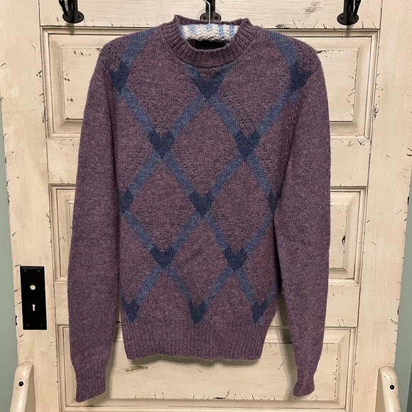 Blake & Manley Men's Plum & Blue Wool Blend Pullover Sweater Size S - Picture 2 of 8